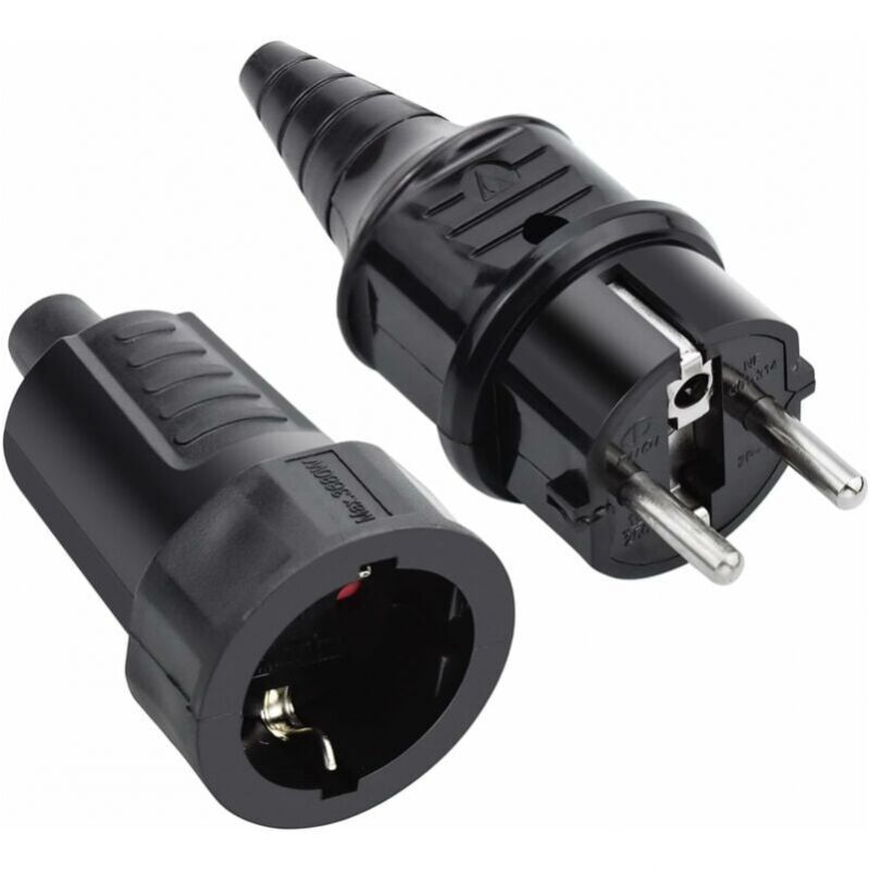 foto del prodotto cyslmuk set spina maschio e femmina in gomma, 250v 16a, impermeabile ip44 europeo, nero