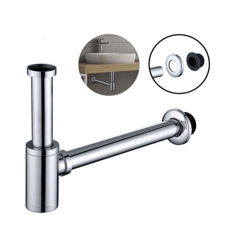 foto del prodotto cyslmuk sifone per lavandino in acciaio inox per lavabo e lavabo, set sifone regolabile in altezza g1 1 4 