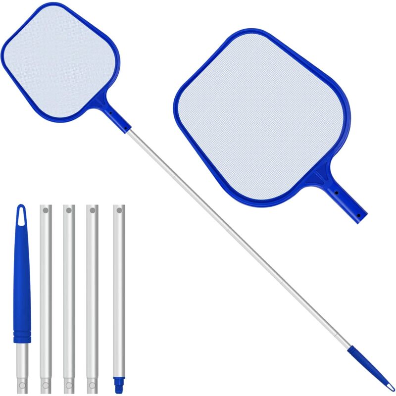 foto del prodotto cyslmuk skimmer di superficie per piscina, rete per piscina, rete per skimmer per piscina con telescopico regolabile da 120 cm per la pulizia di