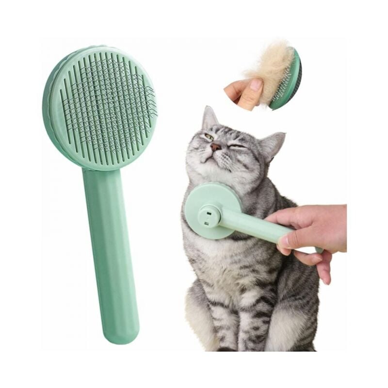 foto del prodotto cyslmuk spazzola autopulente per la toelettatura di cani e gatti, pettine professionale in acciaio inox per la rimozione dei peli di cani e gatti,