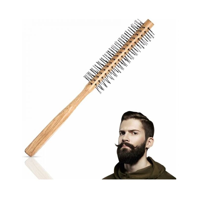 foto del prodotto cyslmuk spazzola rotonda per barba da uomo, spazzola antistatica per lo styling dei capelli per barba e capelli corti