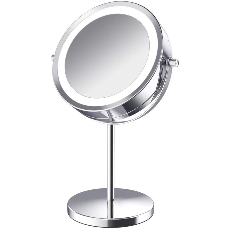 foto del prodotto cyslmuk specchio cosmetico ingranditore illuminato rotante a 360 , specchio cosmetico ingranditore 10x, specchio cosmetico illuminato, specchio