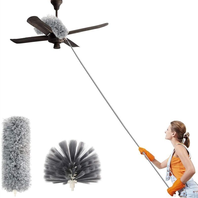 foto del prodotto cyslmuk spolverino telescopico in microfibra per ragnatele spazzola per soffitti alti resistente ai graffi lavabile, pieghevole 250 cm