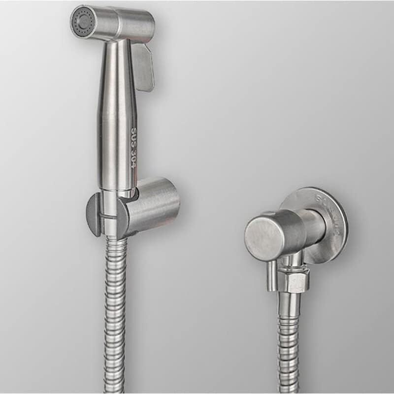 foto del prodotto cyslmuk spruzzatore per bidet in acciaio inossidabile, kit per irrigazione bidet, spruzzatore per rubinetto wc, spruzzatore, argento