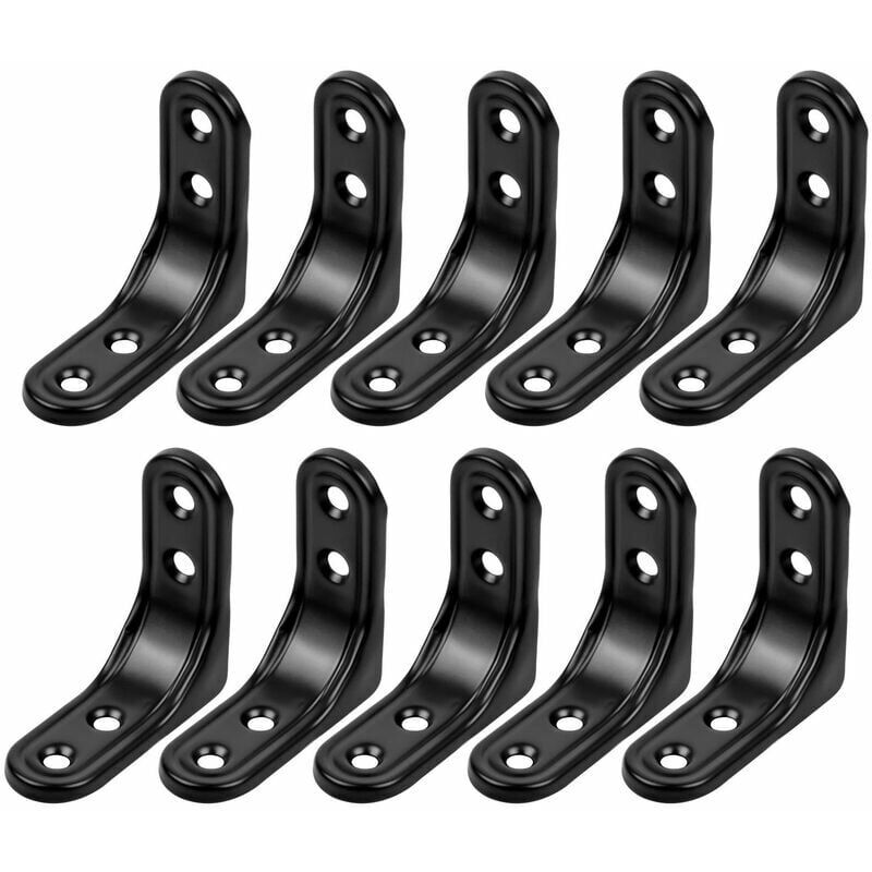 foto del prodotto cyslmuk staffa ad angolo retto, 10 pezzi staffa in acciaio inossidabile nero staffa fissa da 50 mm staffa a forma di l da 90 gradi mensola a