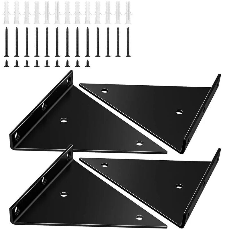 foto del prodotto cyslmuk staffe per mensole triangolari da 3 pollici, staffe per montaggio a parete in ferro per impieghi gravosi da 4 pezzi con viti, staffe per