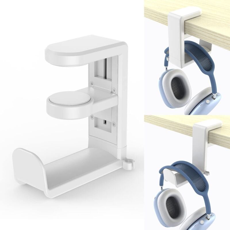 foto del prodotto cyslmuk supporto per cuffie, supporto per cuffie regolabile, supporto per cuffie da gioco con rotazione a 360 e clip per cavi per tavolo,