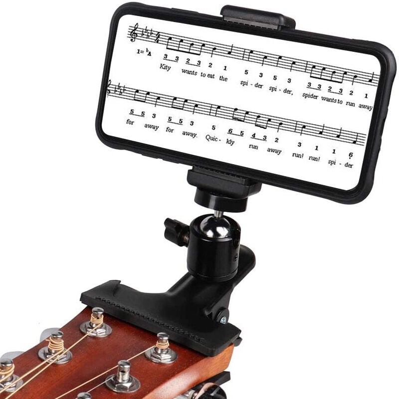 foto del prodotto cyslmuk supporto per telefono con paletta per chitarra e basso, clip per streaming live compatibile con iphone, compatibile con smartphone samsung