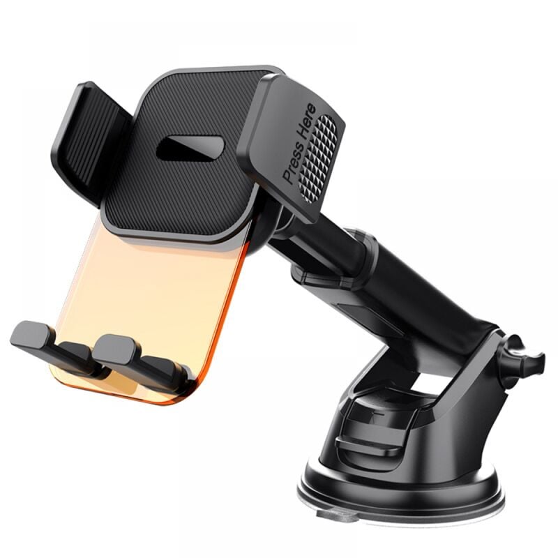 foto del prodotto cyslmuk supporto per telefono da auto arancione trasparente monoblocco, supporto per telefono da auto per cruscotto, rotazione a 360 , supporto per