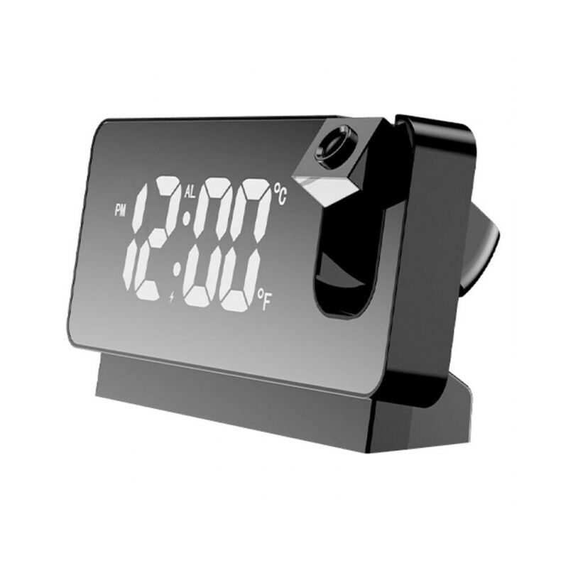 foto del prodotto cyslmuk sveglia con proiezione per camera da letto, radiosveglia digitale con dimmer 0 100 e 2 porte di ricarica usb, proiettore girevole a 180 ,