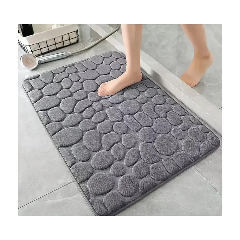 foto del prodotto cyslmuk tappetino da bagno antiscivolo, super assorbente, adatto per bagno, doccia, vasca da bagno 40x60 cm grigio 
