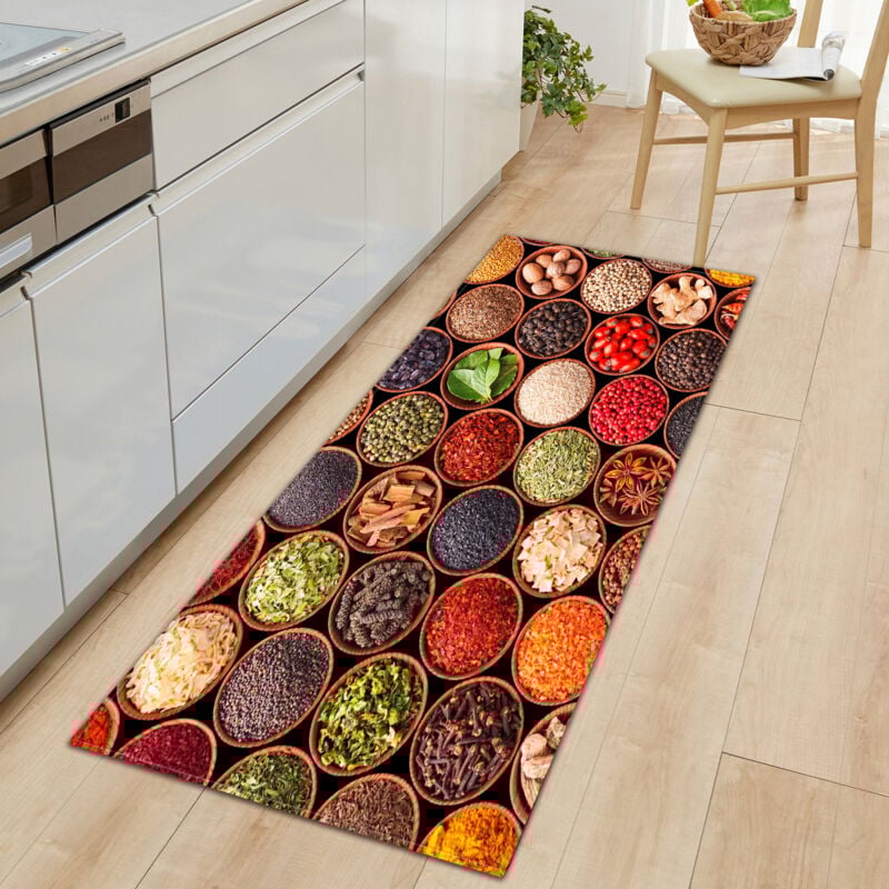 foto del prodotto cyslmuk tappetino da cucina antiscivolo 40 x 120 cm, serie spezie e stoviglie, tappetino da cucina antiscivolo davanti al lavello, tappetino