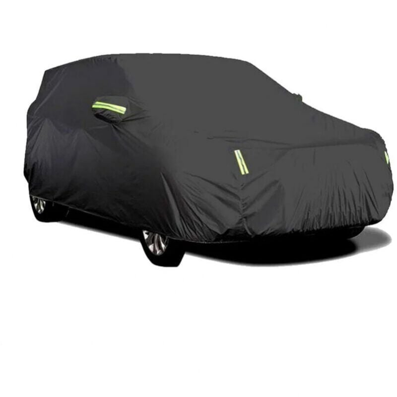 foto del prodotto cyslmuk telo copriauto per esterni, traspirante, anti uv, antipolvere e anti neve, con fibbia fissa, nero, striscia riflettente 4,6 x 1,8 x 1,71 m 