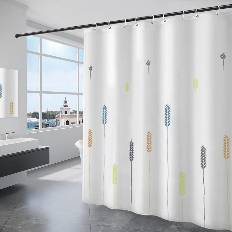 foto del prodotto cyslmuk tenda da doccia 200x200 cm in tessuto di poliestere impermeabile, lavabile in lavatrice, tenda da bagno con 12 ganci, bianco