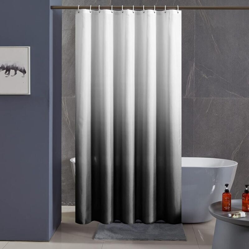 foto del prodotto cyslmuk tenda da doccia antimuffa 180x200cm, tenda da bagno piccola in tessuto lavabile in lavatrice, sfumatura nera, impermeabile, in poliestere,