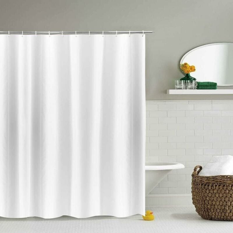 foto del prodotto cyslmuk tenda da doccia estesa per il bagno, larghezza 180 x altezza 200 cm, bianca, resistente alla muffa, tenda da doccia larga in poliestere per