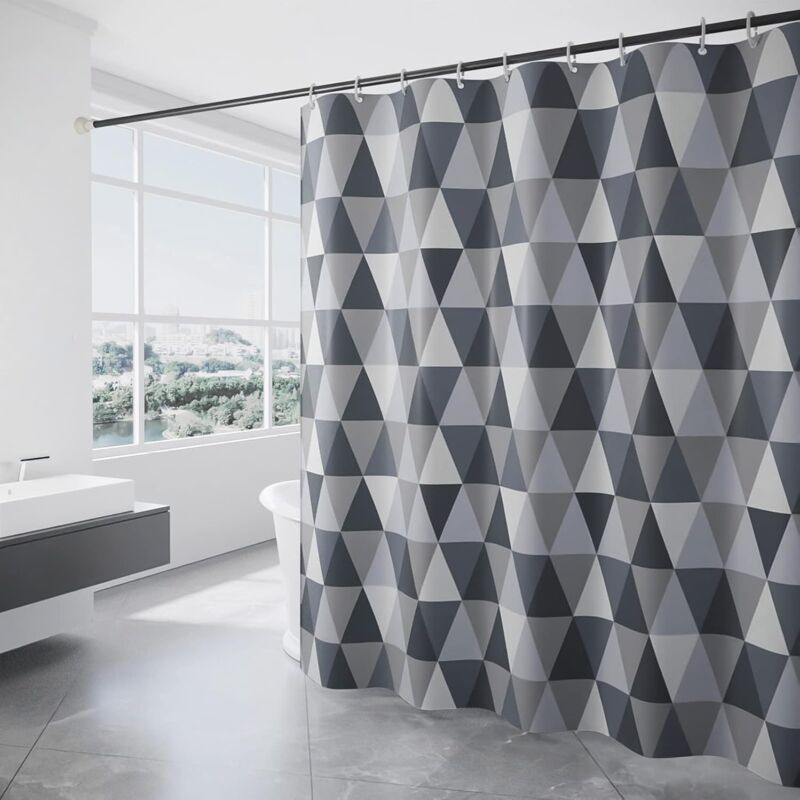 foto del prodotto cyslmuk tenda da doccia, tenda da doccia 180x200 cm, tende da doccia in poliestere lavabili in lavatrice con orlo inferiore appesantito e 12 ganci,