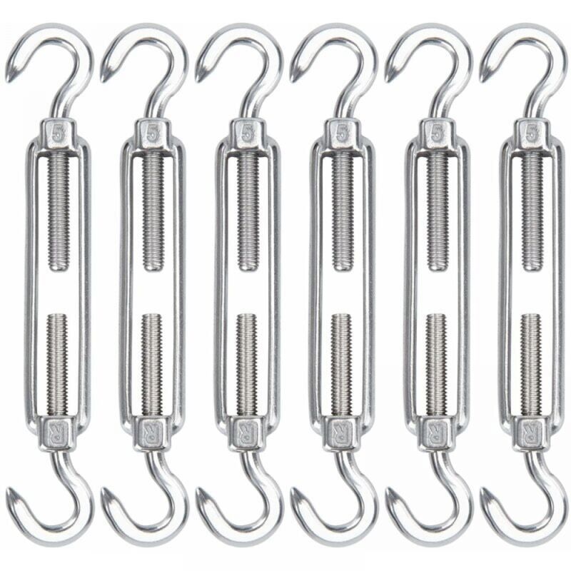 foto del prodotto cyslmuk tenditori per cavi in acciaio inossidabile m5, ganci e ganci tenditori per cavi metallici da 6 pezzi, ganci di tensione regolabili per
