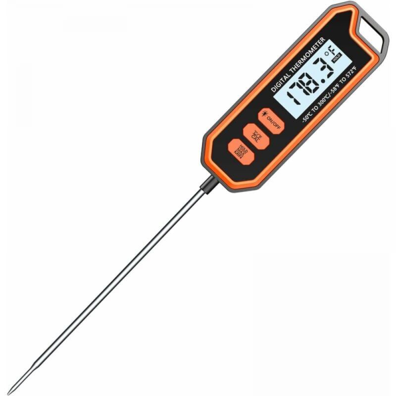 foto del prodotto cyslmuk termometri da cucina impermeabili, termometro da cucina con funzione di blocco con sonda da 14,2 cm, display lcd, alta precisione per