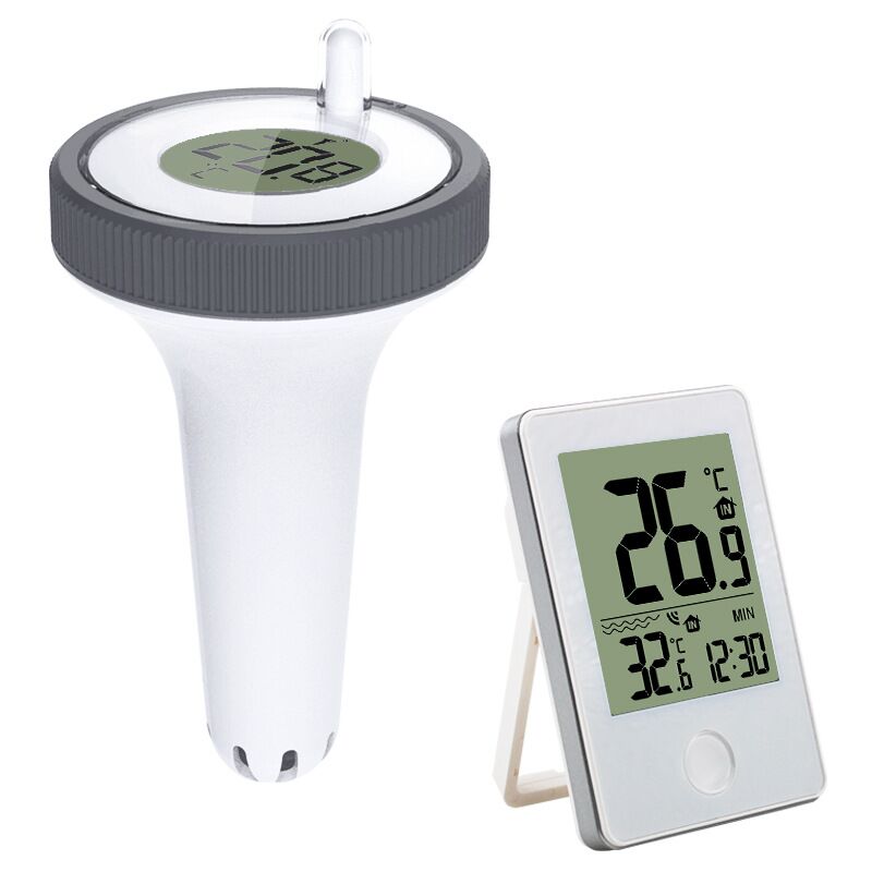 foto del prodotto cyslmuk termometro galleggiante per piscina, termometro galleggiante wireless per interni ed esterni, termometro digitale per piscina con display