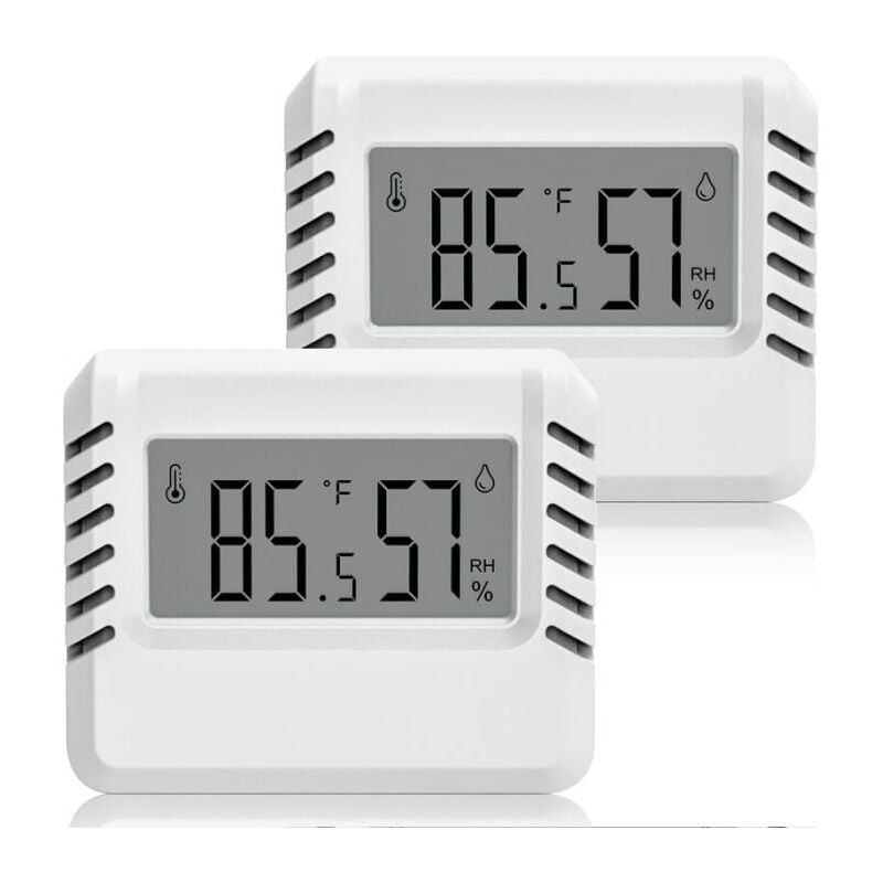 foto del prodotto cyslmuk termometro igrometro digitale, 2 pezzi mini termometro interno, ampio display lcd, portatile, registrazione min max, per casa terrario