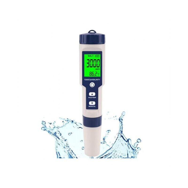 foto del prodotto cyslmuk tester di salinit ad alta precisione 5 in 1 per acqua salata, kit di prova impermeabile ip67 ymyny