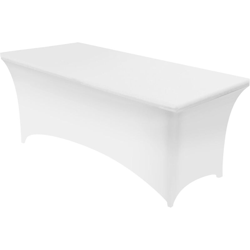 foto del prodotto cyslmuk tovaglia bianca per tavolo pieghevole da 180 cm, decorazione per hotel, ristoranti, matrimoni, esposizioni, tovaglia quadrata elastica.