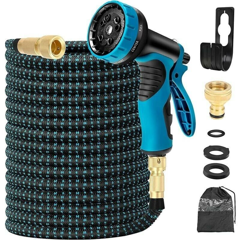 foto del prodotto cyslmuk tubo flessibile da giardino espandibile da 15 m 50 piedi, tubo flessibile per acqua in lattice naturale a 3 strati, irrigazione del