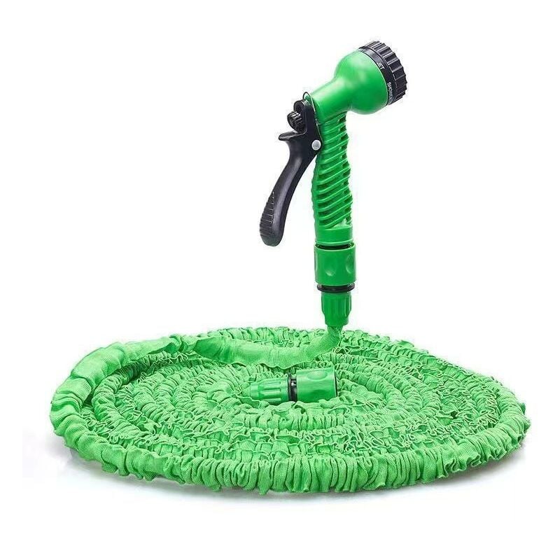 foto del prodotto cyslmuk tubo flessibile da giardino estensibile verde, 7 funzioni, lunghezza massima. kit per irrigazione e risciacquo del giardino da 45 m.