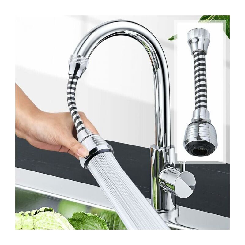 foto del prodotto cyslmuk ugello per rubinetto da cucina flessibile a 360 gradi, ugello per rubinetto da cucina, testa di ricambio per rubinetto, tubo flessibile per