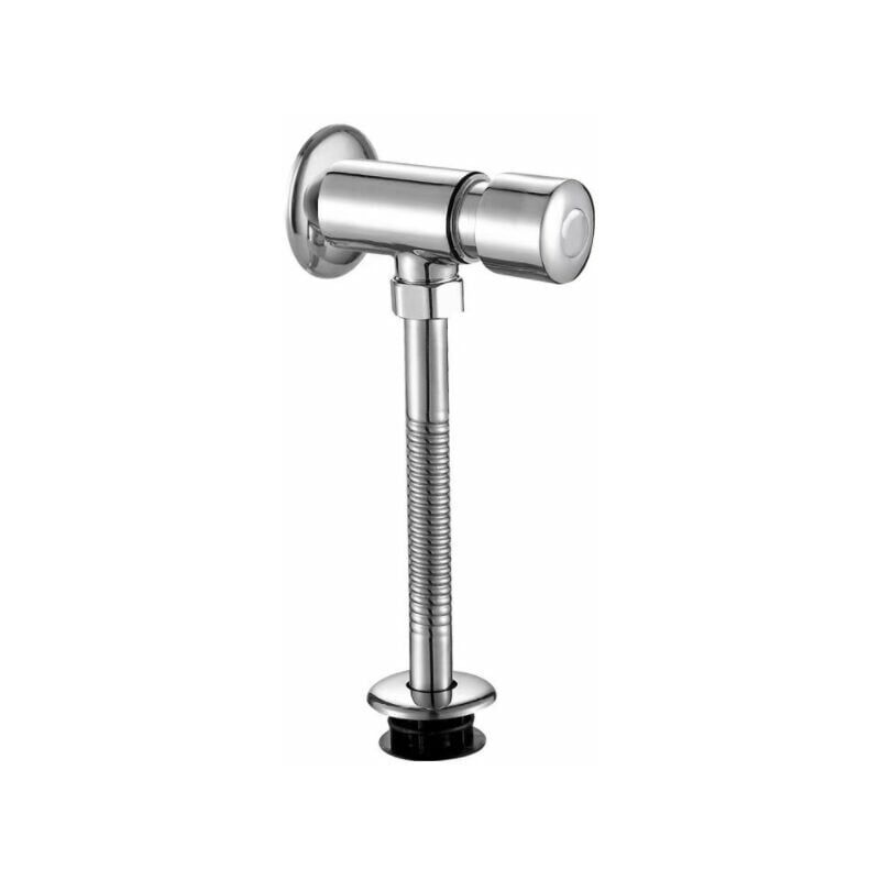 foto del prodotto cyslmuk valvola di scarico per orinatoio wc esposta con pulsante a parete cromato chiusura automatica manuale temporizzata
