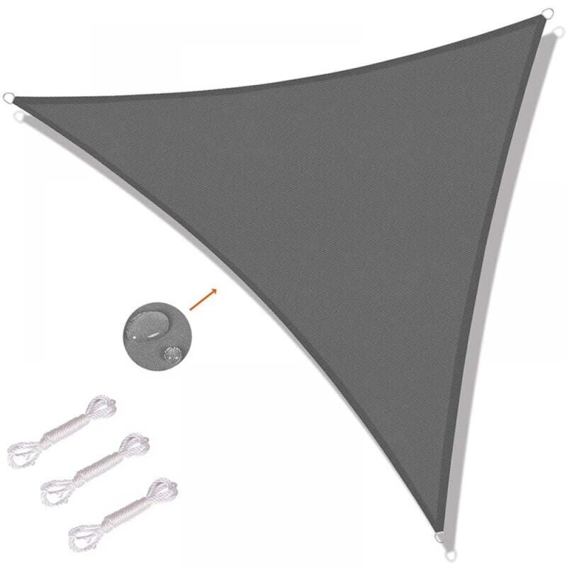 foto del prodotto cyslmuk vela ombreggiante triangolare 5 x 5 x 5 m vela ombreggiante per uso esterno, terrazza, giardino protezione uv grigio