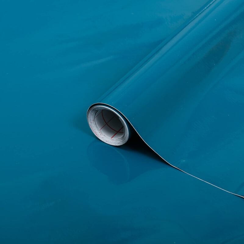 foto del prodotto d c fix pellicola adesiva per mobili tinta unita lucida blu pvc plastica vinile impermeabile decorativa per cucina, armadio, porta carta