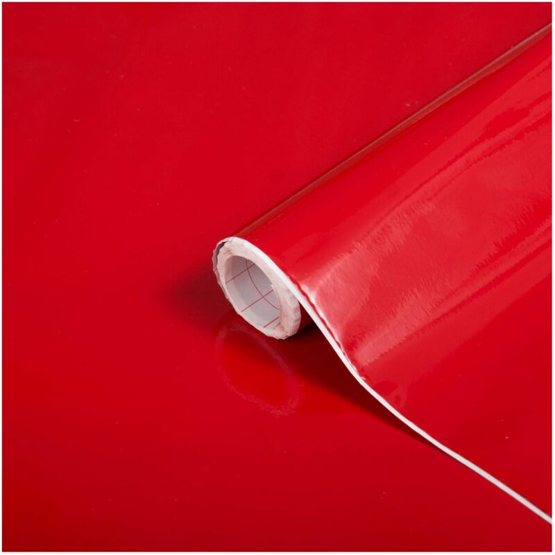 foto del prodotto d c fix pellicola adesiva per mobili tinta unita lucida rosso pvc plastica vinile impermeabile decorativa per cucina, armadio, porta carta