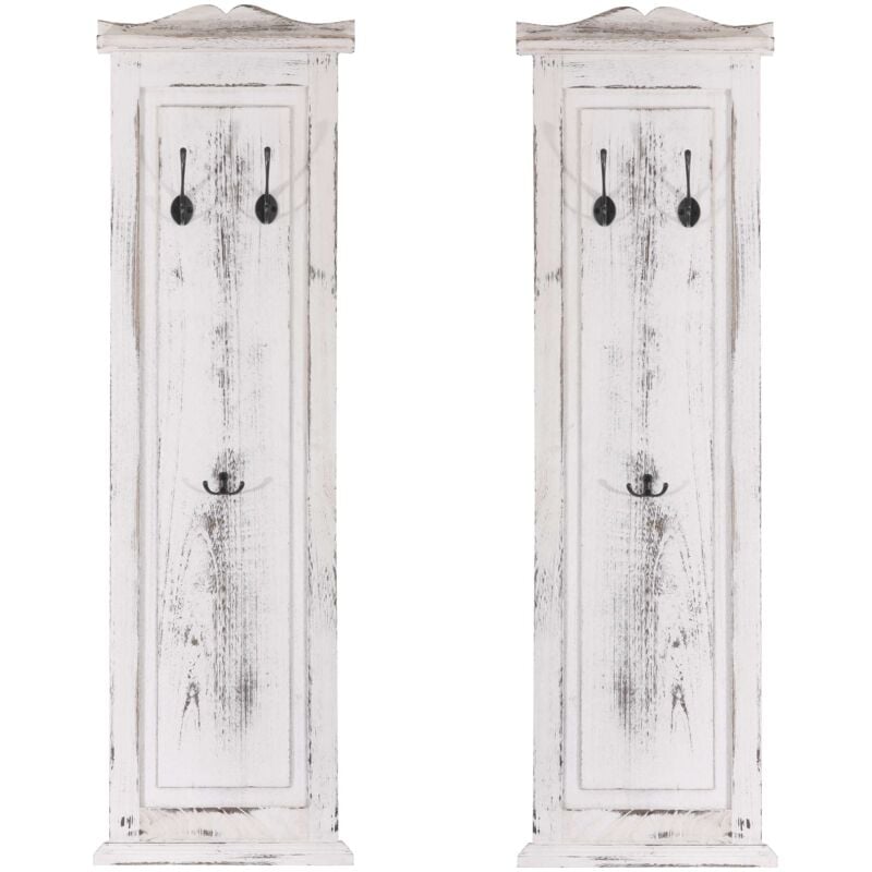 foto del prodotto d coshop26 2x appendiabiti da parete a pannello con 3 ganci 109x28x4 cm in legno bianco invecchiato 040007417
