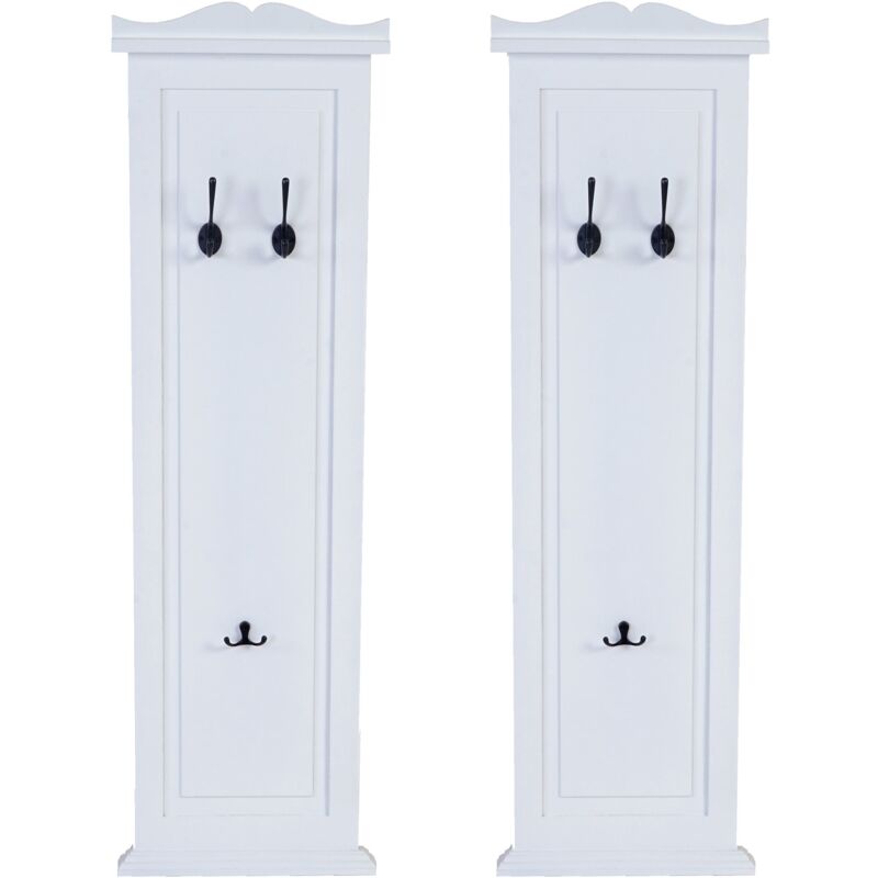 foto del prodotto d coshop26 2x appendiabiti da parete con 3 ganci in legno bianco 109 x 28 x 4 cm 040007421