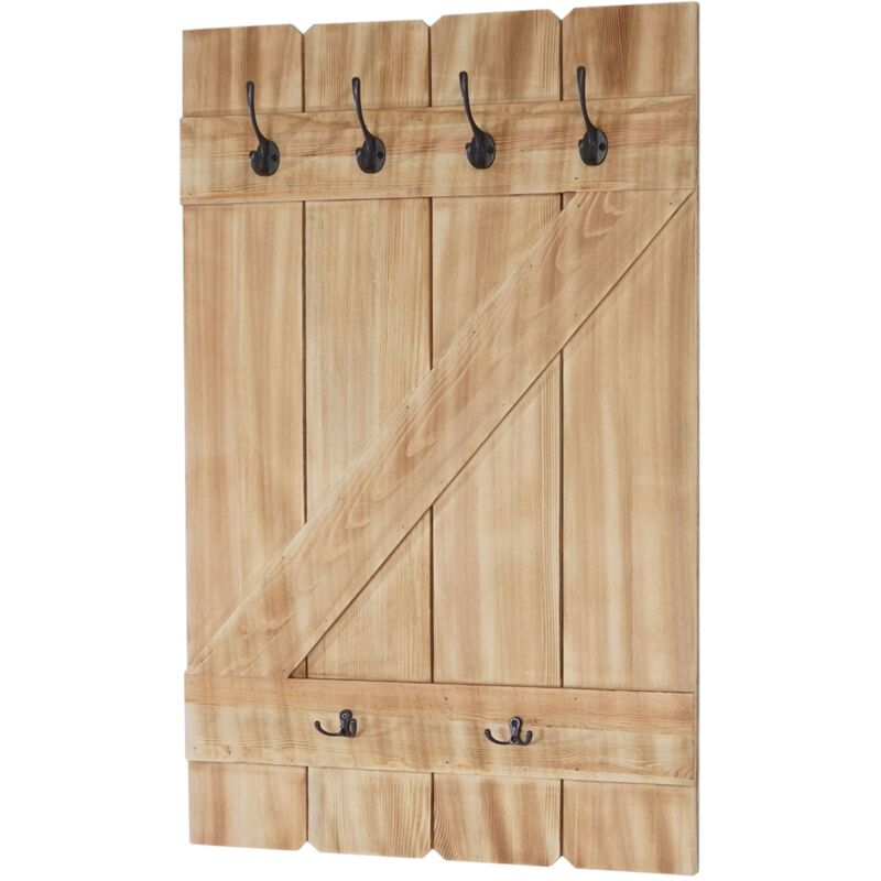foto del prodotto d coshop26 appendiabiti da parete a pannello con 6 ganci 91x60 cm in legno di pino 040001010