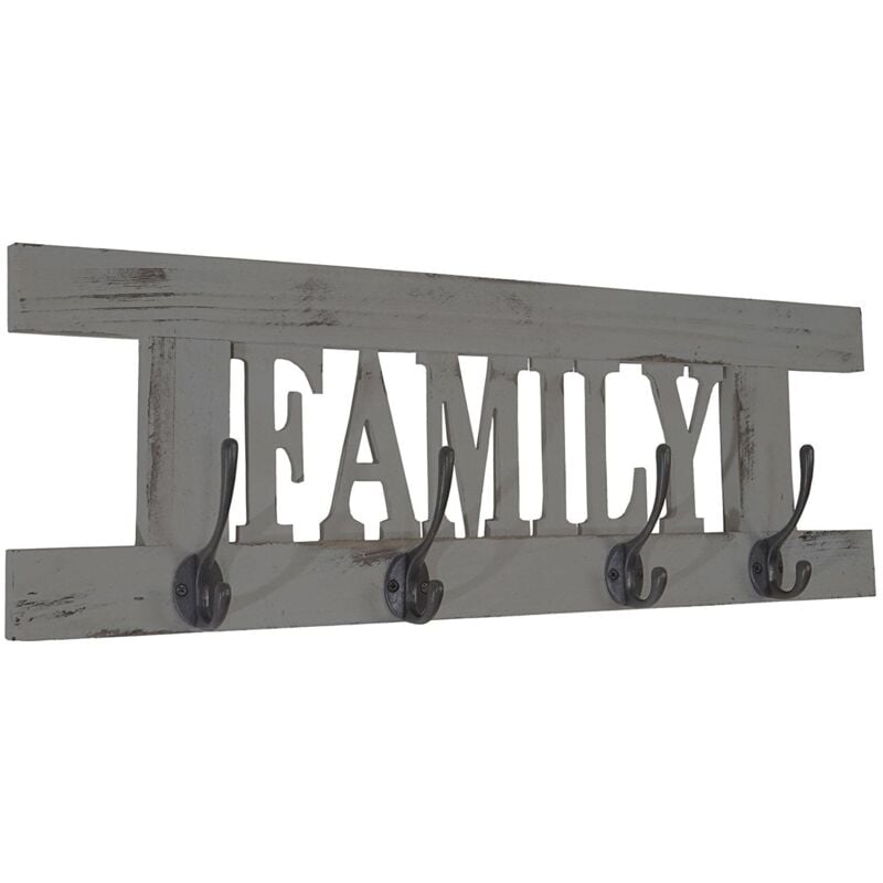 foto del prodotto d coshop26 appendiabiti da parete appendiabiti in legno grigio vintage con 4 ganci 20,5x60x1,5 cm med04060