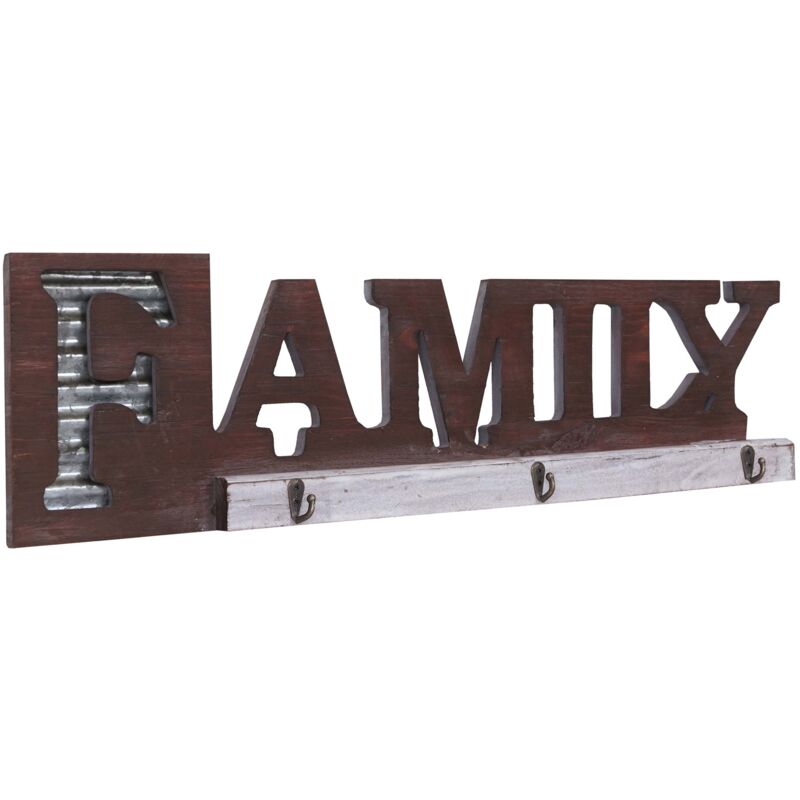 foto del prodotto d coshop26 appendiabiti da parete family con 3 ganci design rustico legno metallo 040000977