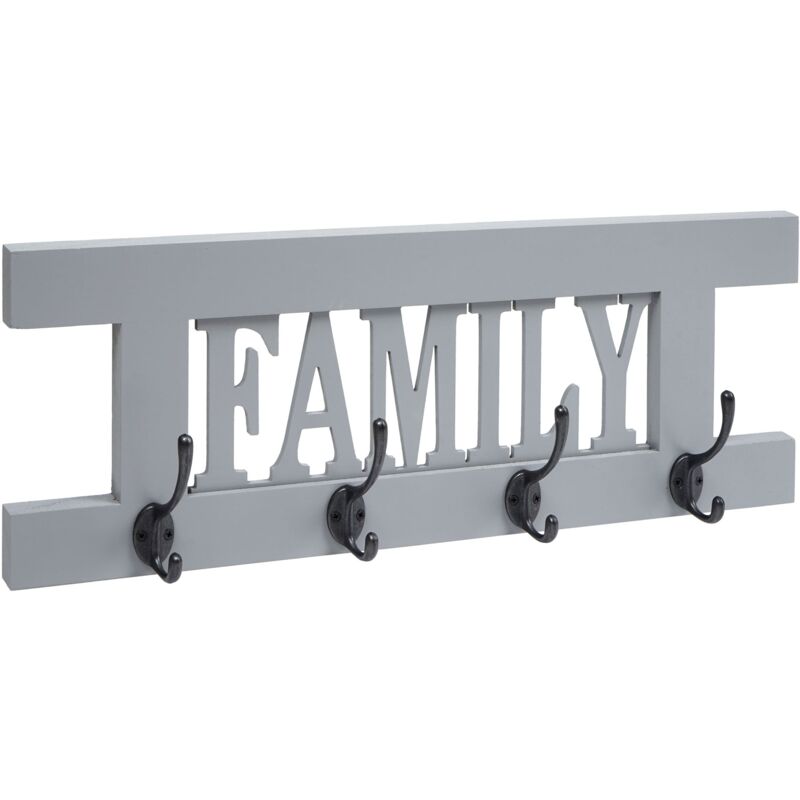 foto del prodotto d coshop26 appendiabiti da parete family con 4 ganci doppi design vintage 60 x 21 cm grigio blu 040008171