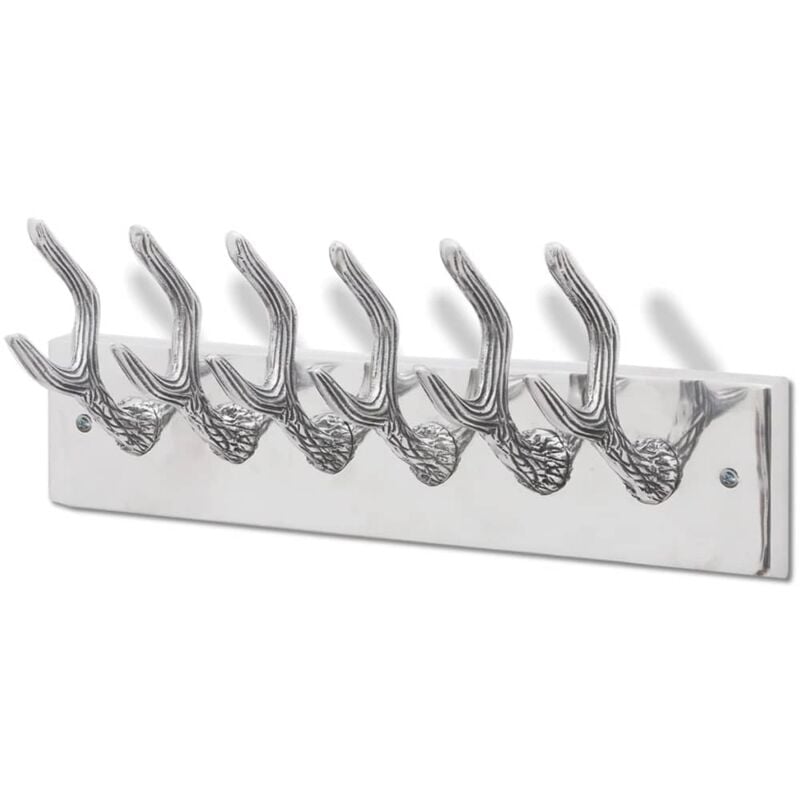 foto del prodotto d coshop26 appendiabiti da parete in alluminio silver con 6 ganci 49x9x18 cm dec024184