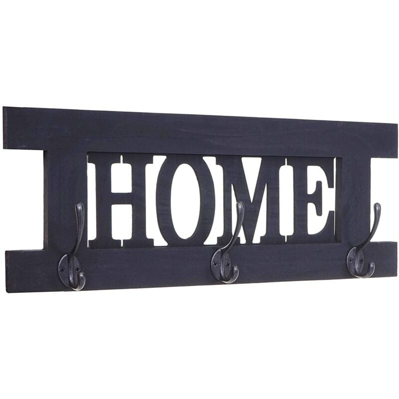 foto del prodotto d coshop26 appendiabiti da parete vintage home in legno grigio scuro con 3 ganci 21 x 55 cm med04066