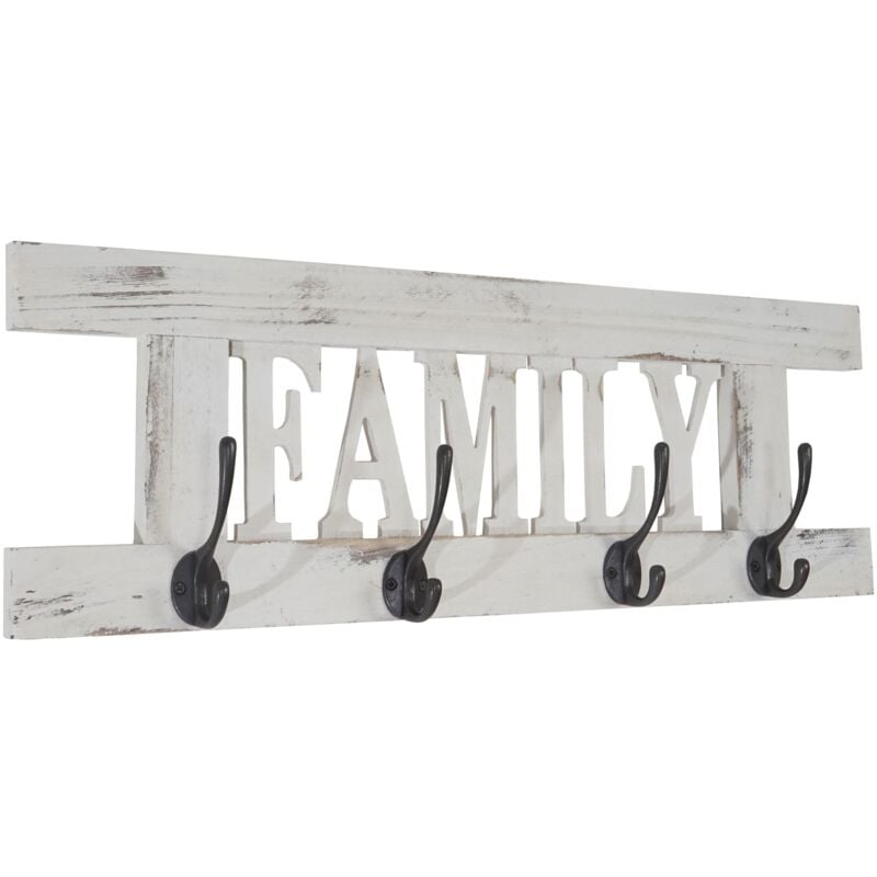 foto del prodotto décoshop26 - appendiabiti da parete vintage in legno bianco con 4 ganci 20,5x60x1,5 cm med04050