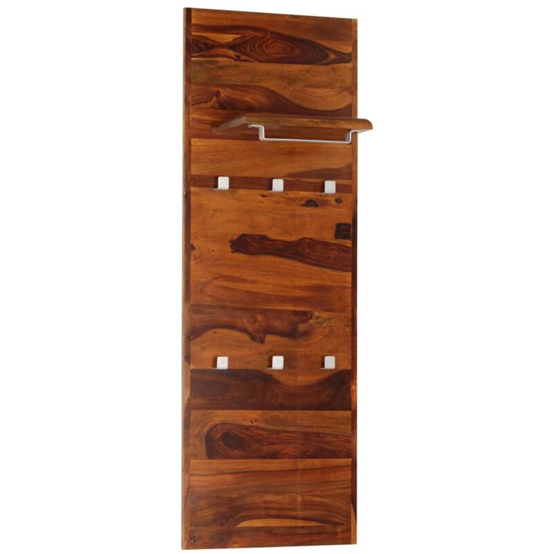 foto del prodotto décoshop26 - appendiabiti mobile ingresso mensola in legno massello di sheesham con 6 ganci 118x40 cm dec024205
