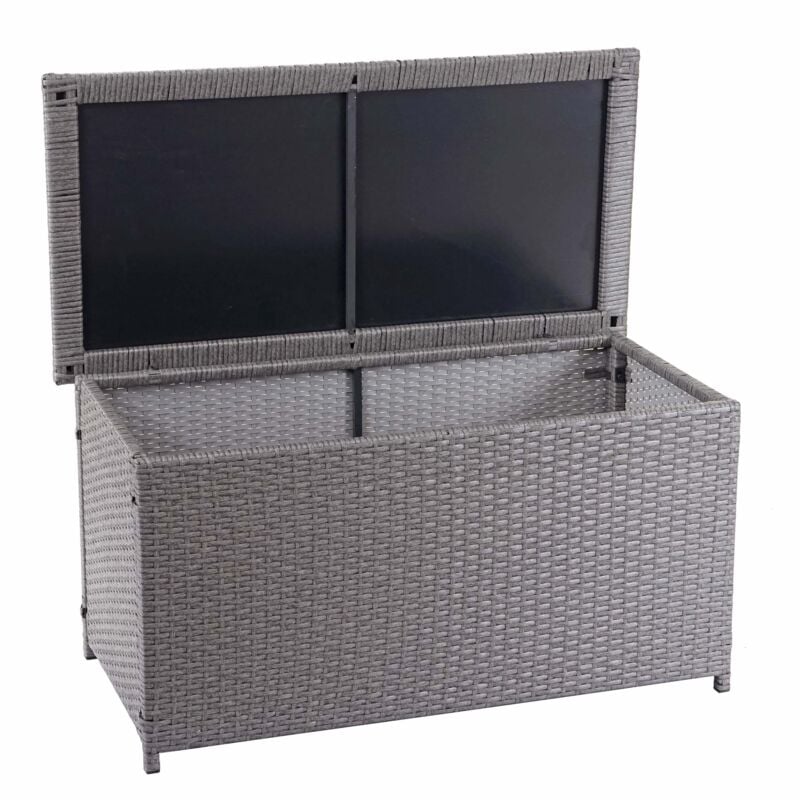 foto del prodotto d coshop26 box portaoggetti da giardino in polyrattan grigio con ruote per riporre i cuscini 51x100x50cm 170l 040001369