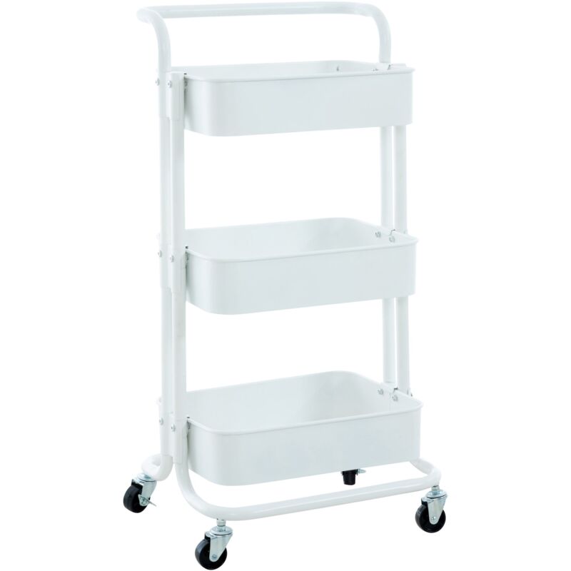 foto del prodotto d coshop26 carrello portavivande su ruote portaoggetti da cucina 3 livelli in metallo bianco 100003066