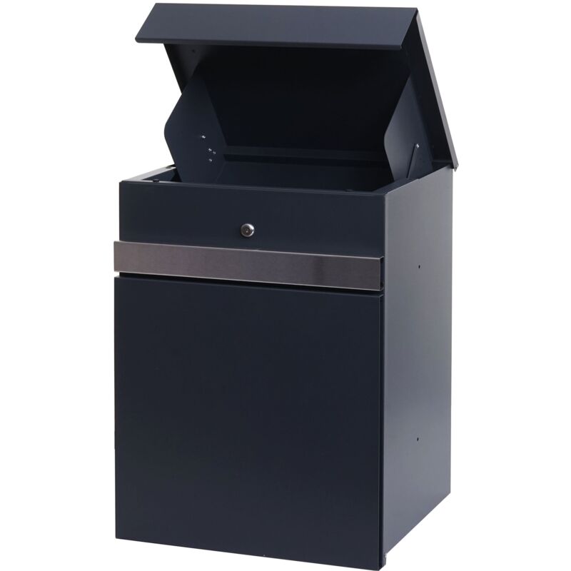 foto del prodotto d coshop26 cassetta portapacchi da parete portapacchi con serratura in metallo zincato acciaio inox antracite 040005918