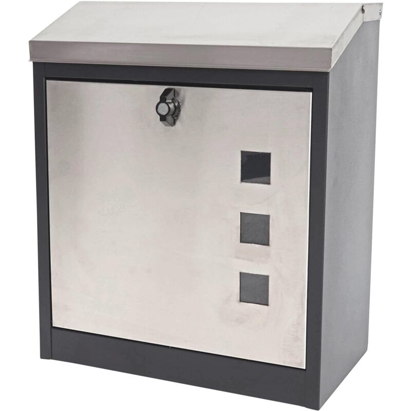foto del prodotto d coshop26 cassetta postale xxl con serratura verniciata a polvere 52x44x25 cm acciaio inox nero 040001341