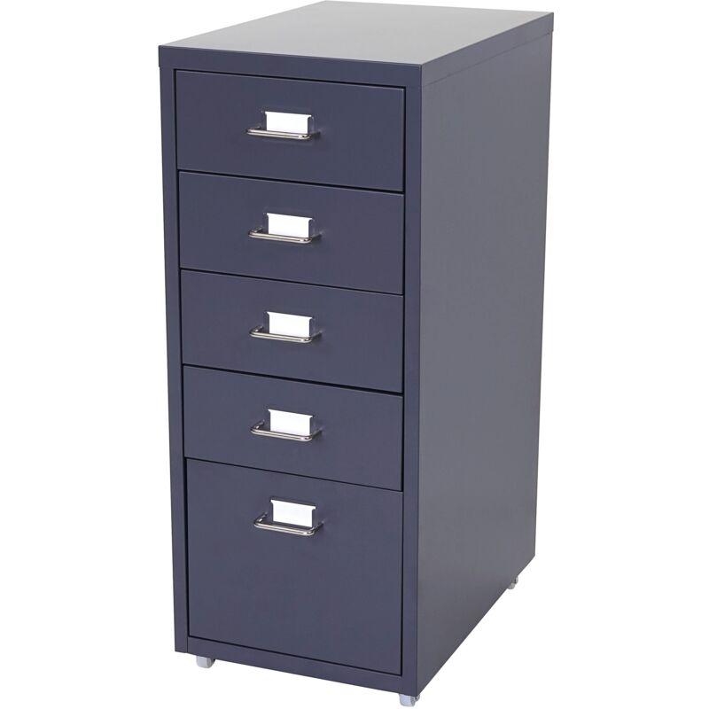 foto del prodotto d coshop26 cassettiera ufficio con rotelle 69x28x41 cm 5 cassetti grigio scuro acciaio 040004358