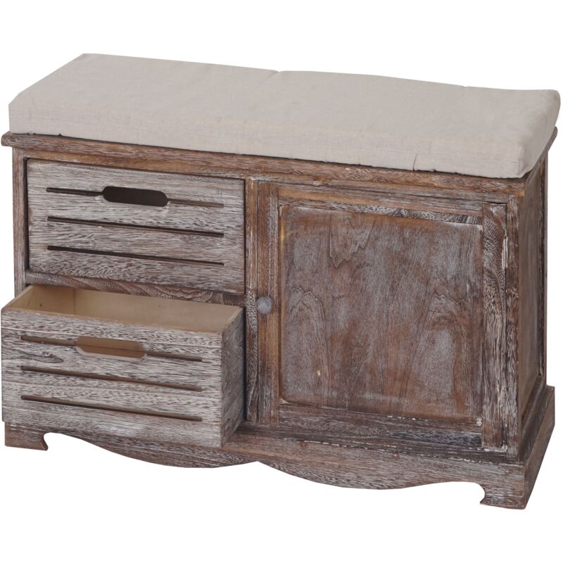 foto del prodotto d coshop26 comoda panca panca con cuscino design vintage 49x71x32cm in legno marrone invecchiato 040001159